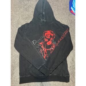 Corpse Husband Miss You Anime Style Acid Wash Black Hoodie Sweatshirt Size small